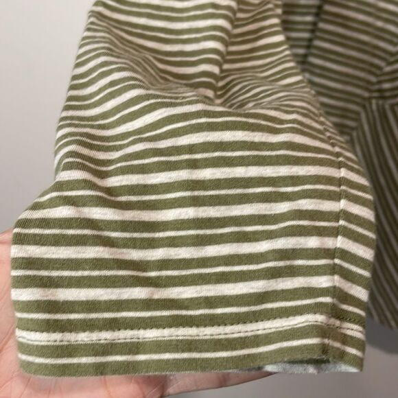 J. Jill- Tunic Top Cream & Green Striped Long Sleeve Basic Shirt- Size XL - Picture 5 of 6